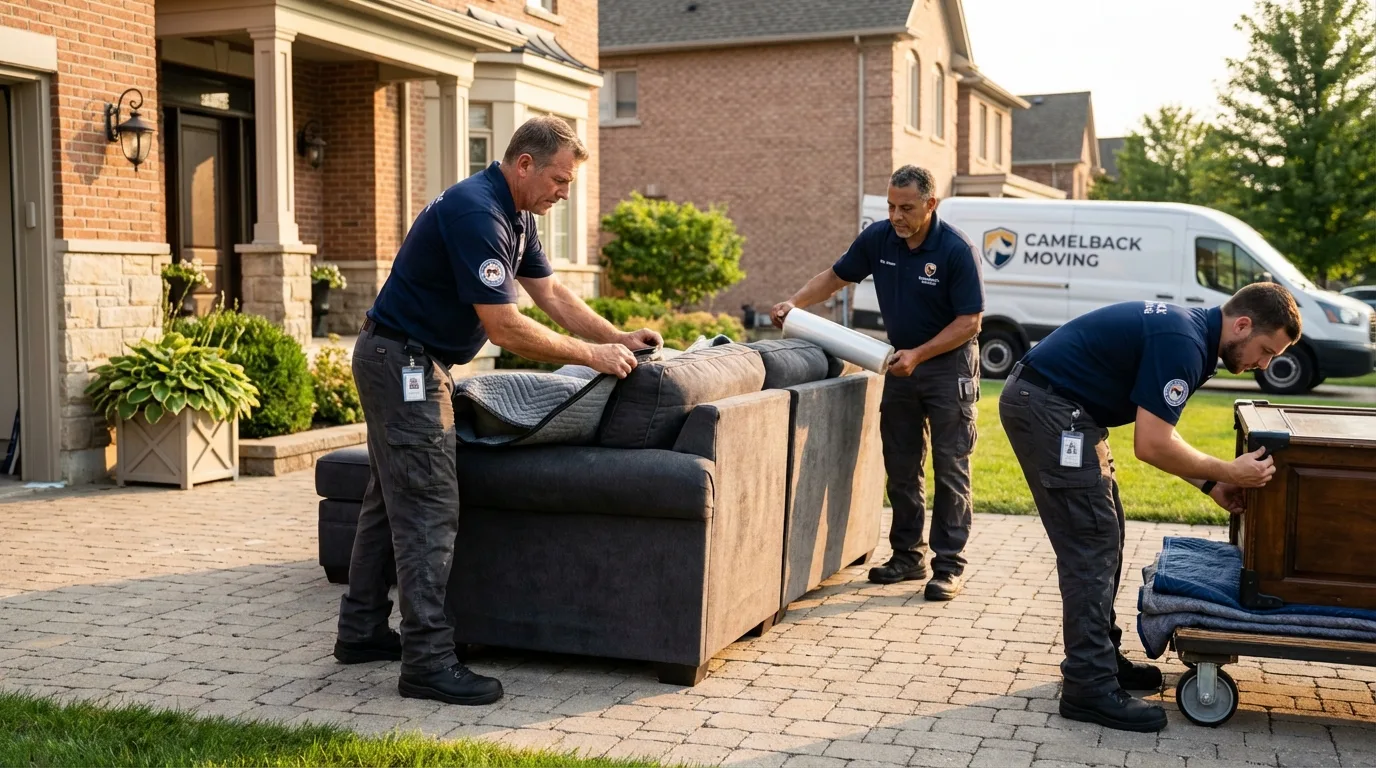 Large estate moving crew wrapping furniture in Frazeysburg, OH