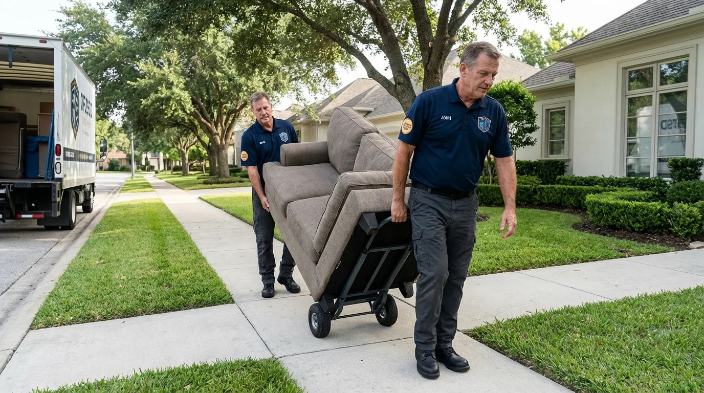 Local residential moving crew loading furniture in Frazeysburg, OH